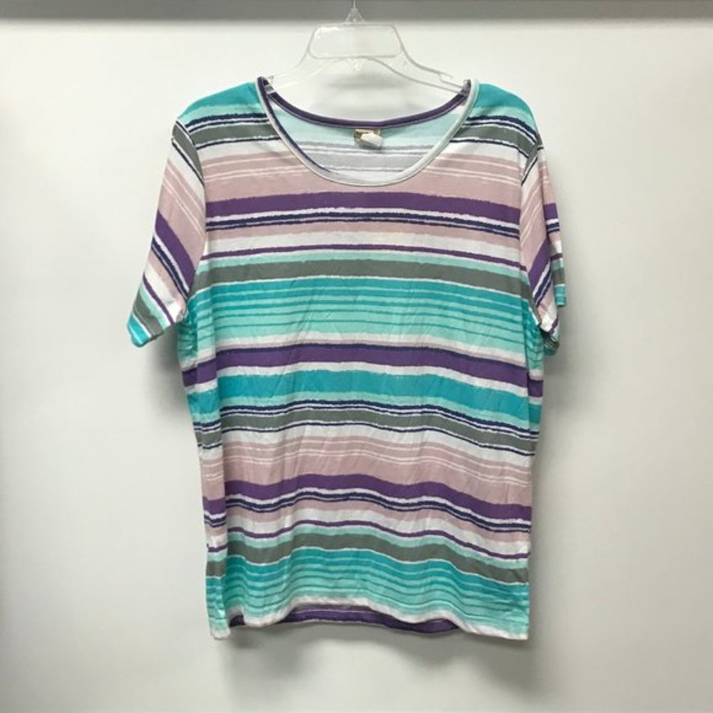 NWOT Haband BocaBay Blue Purple Striped Tee Shirt